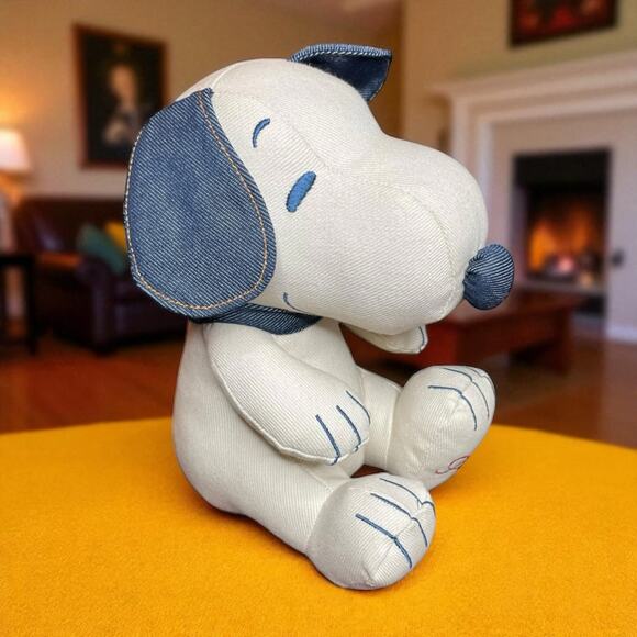 Snoopy Denim Plush Dog Peanuts American Eagle Stuffed Animal 8" Nursery Gift - Picture 10 of 10